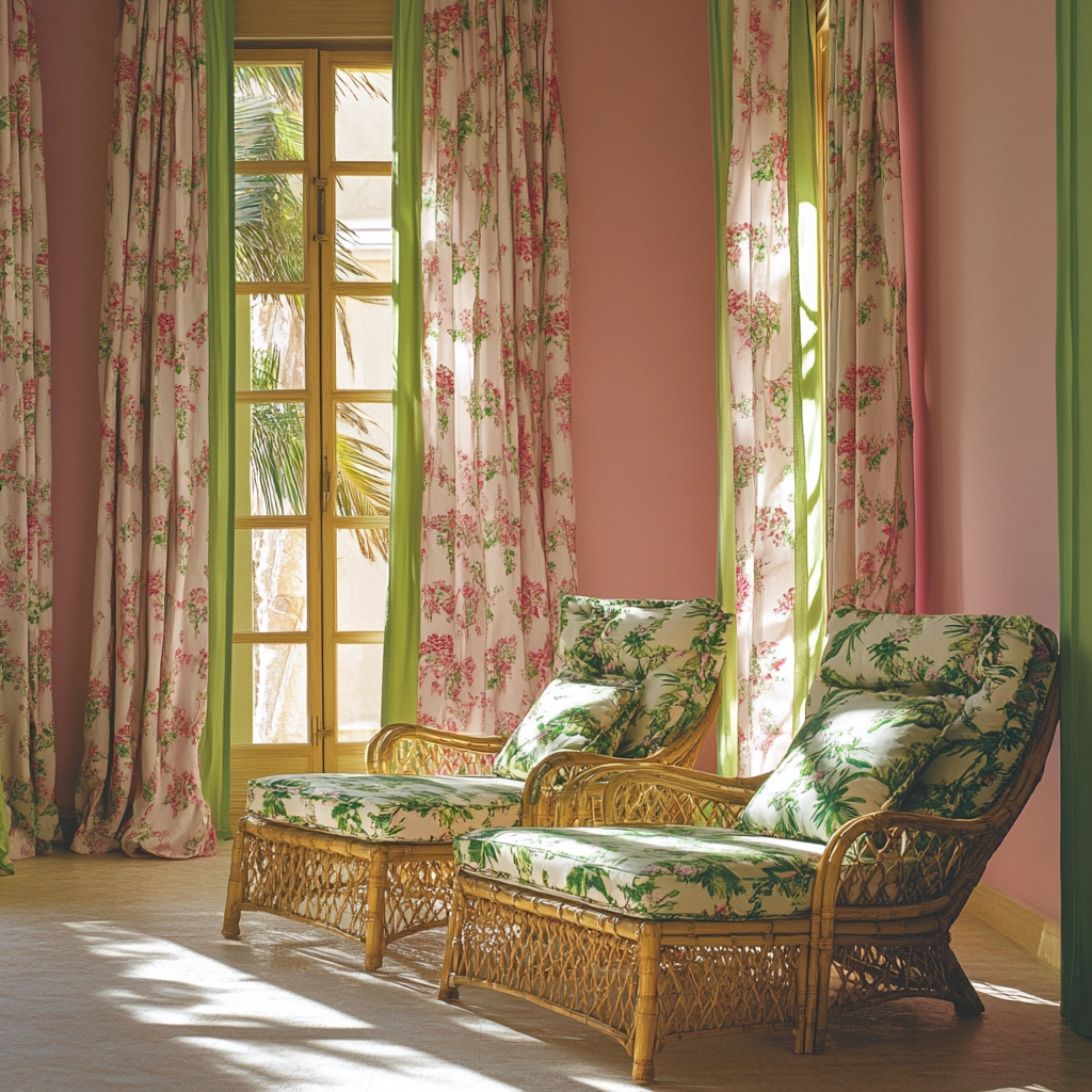 pink green beige bedroom 33