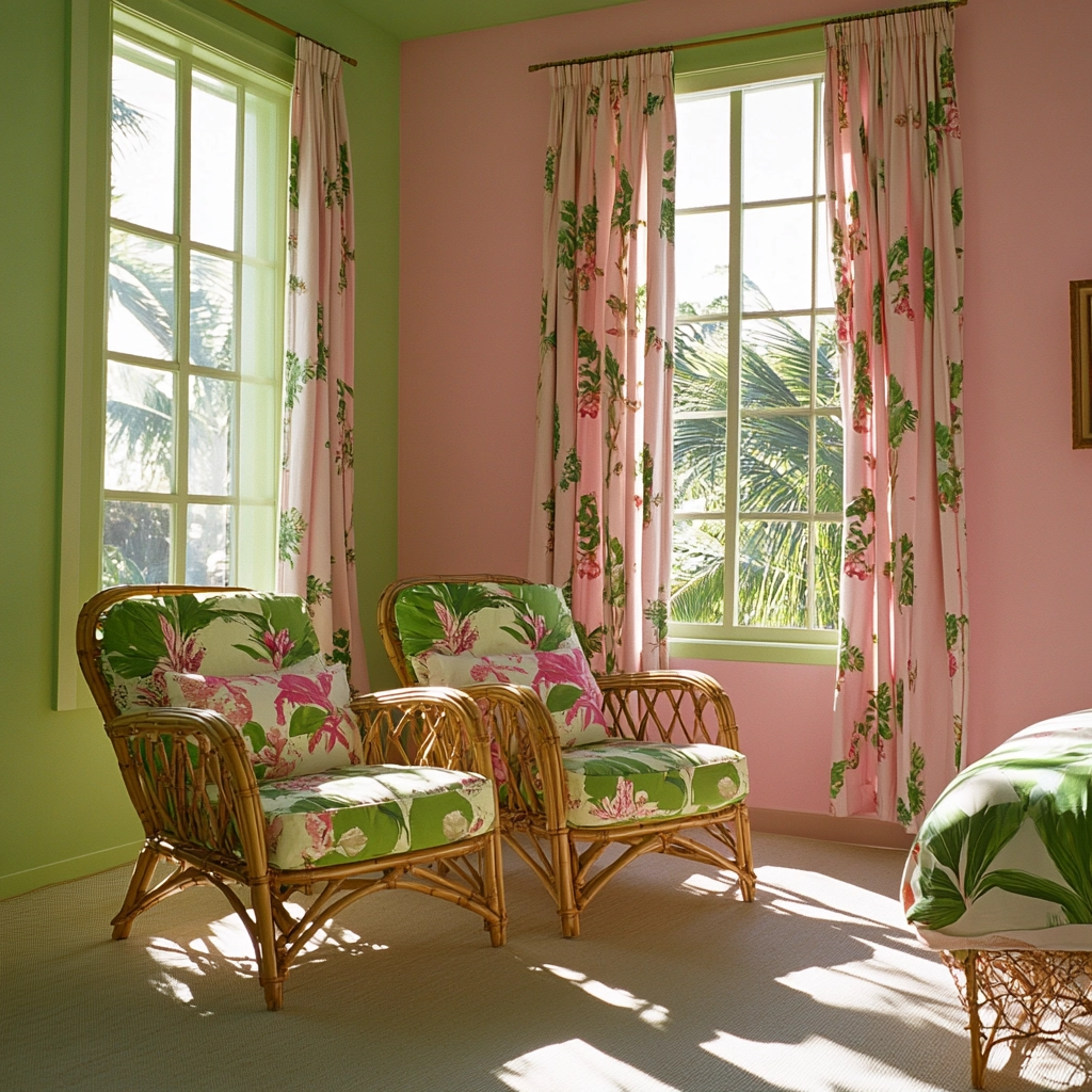 pink green beige bedroom 36