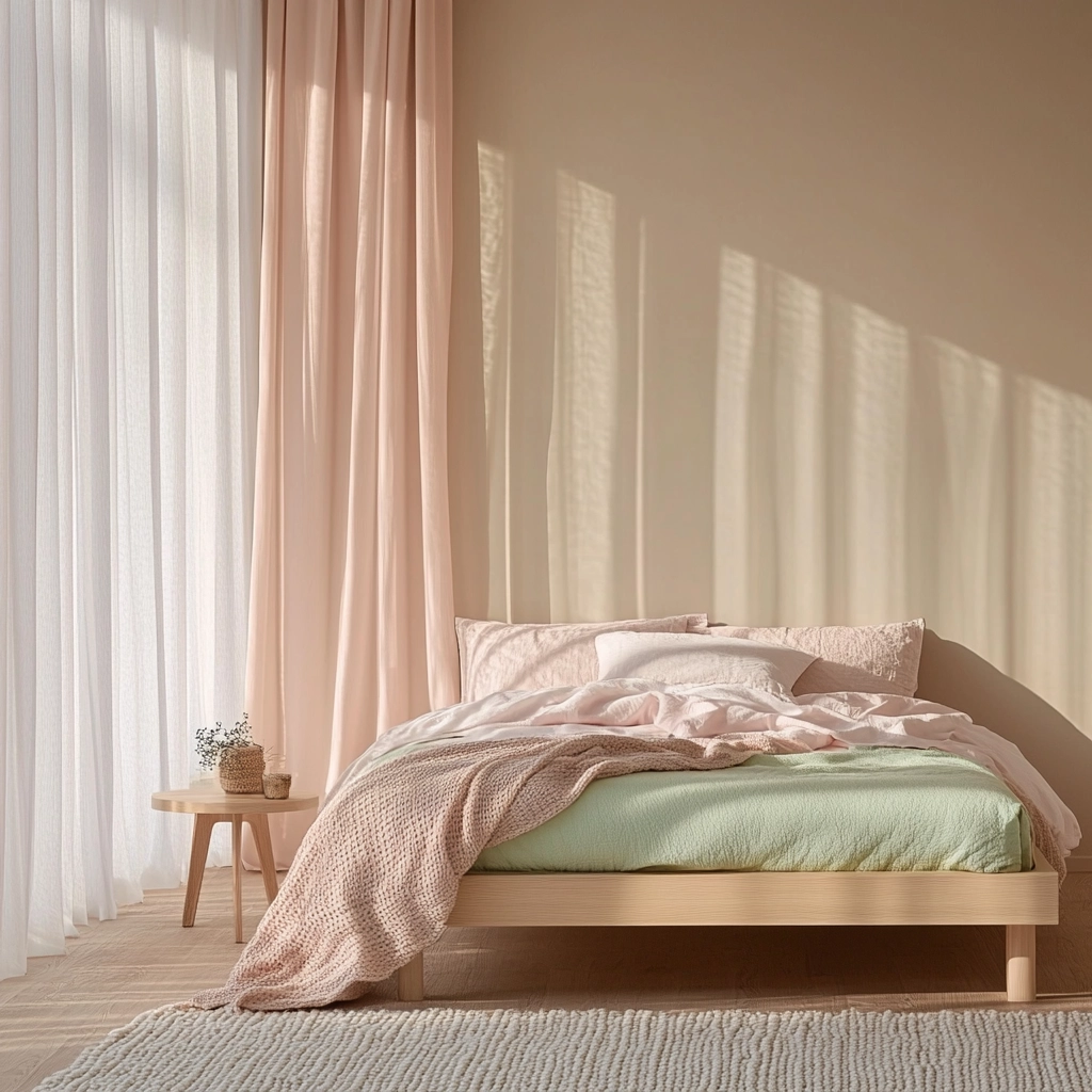 pink green beige bedroom 4