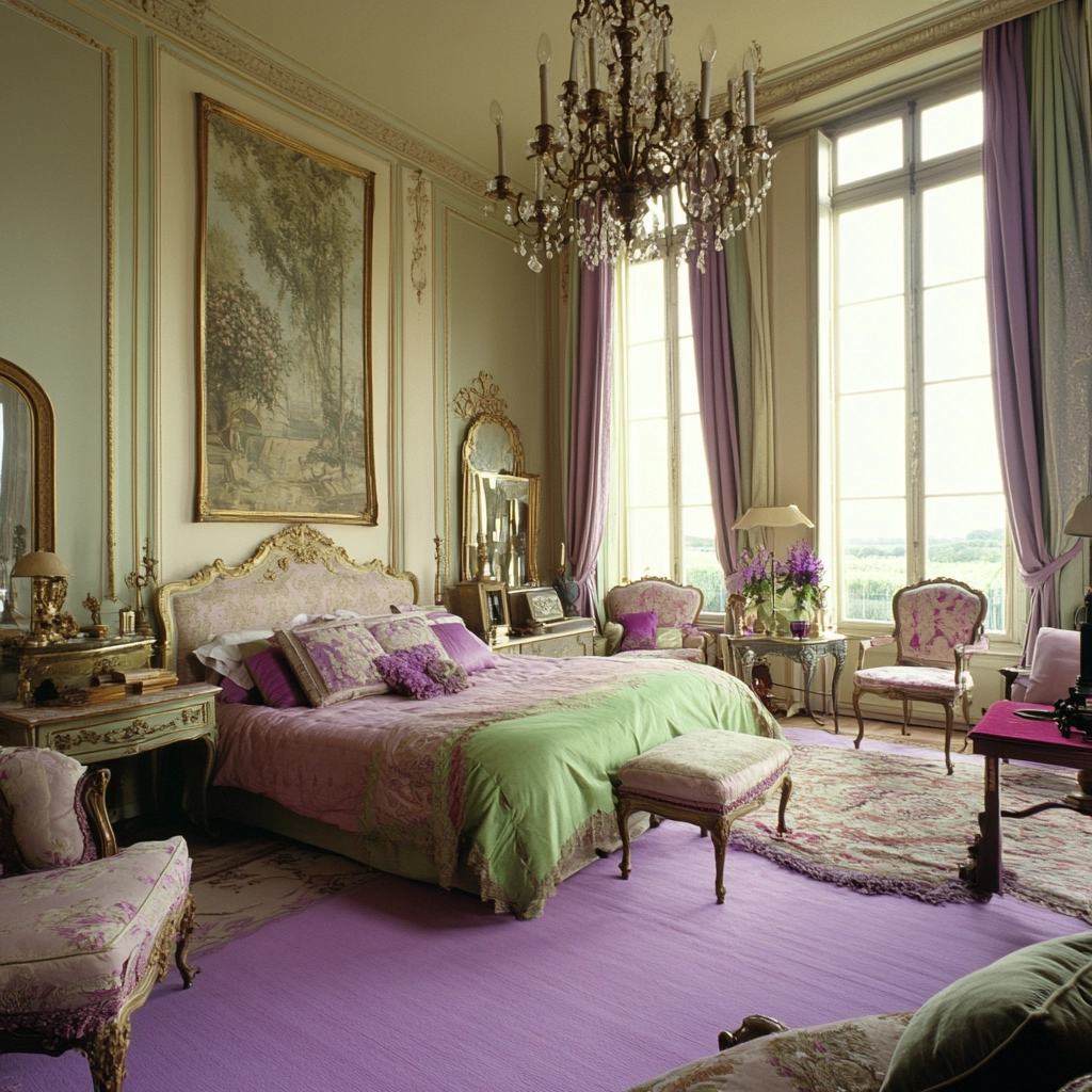 pink green beige bedroom 44