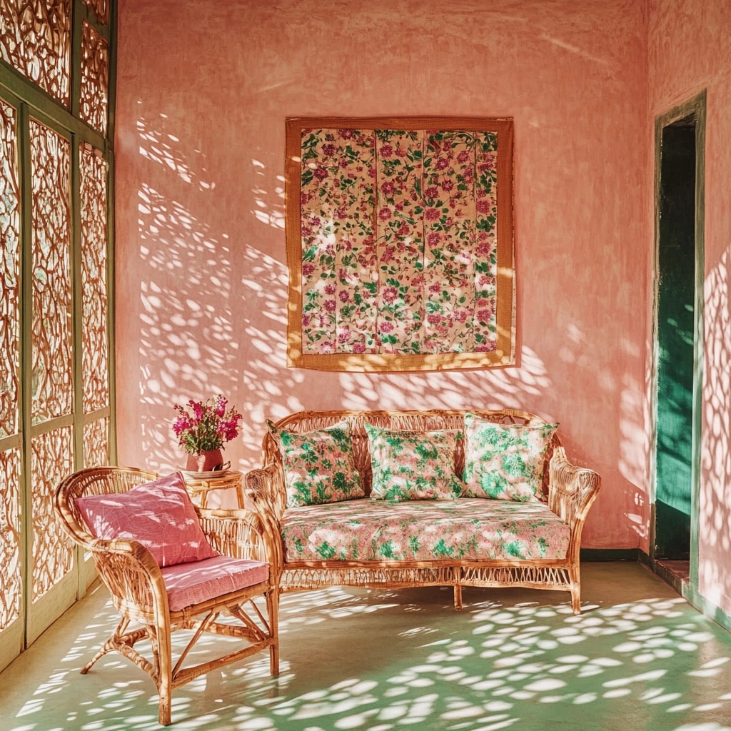 pink green beige bedroom 5