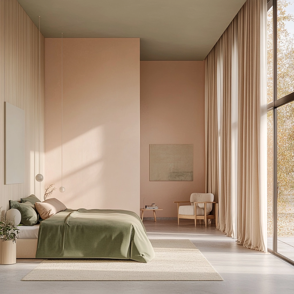 pink green beige bedroom 50