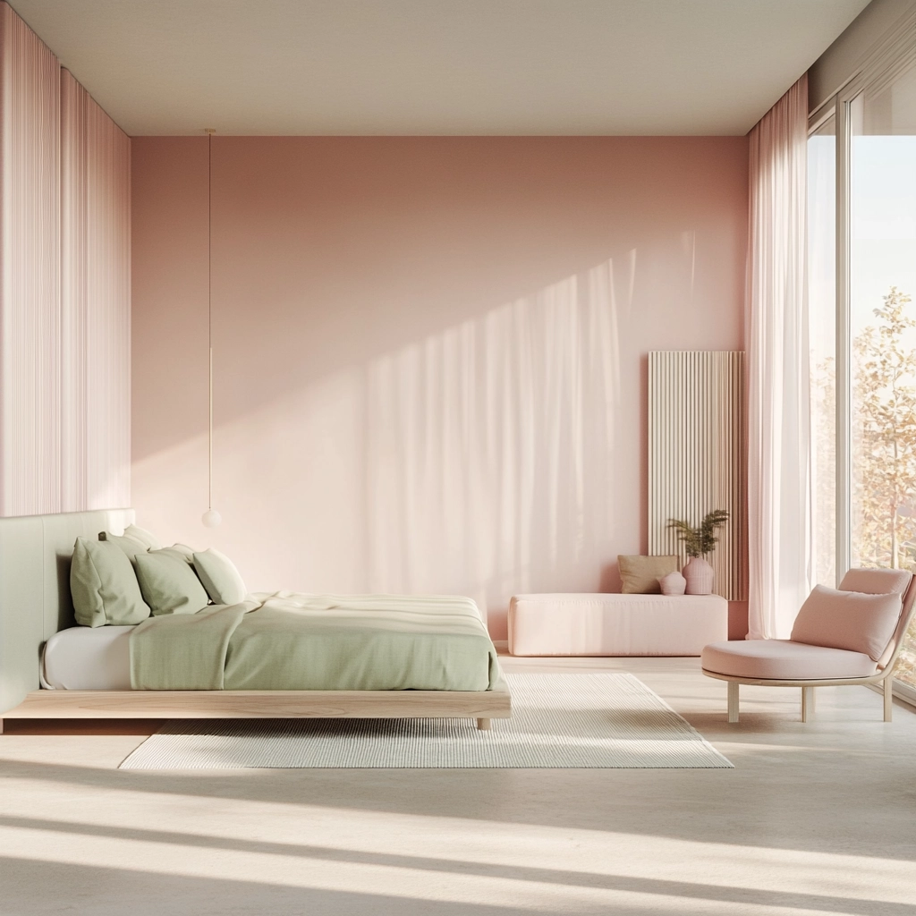 pink green beige bedroom 52