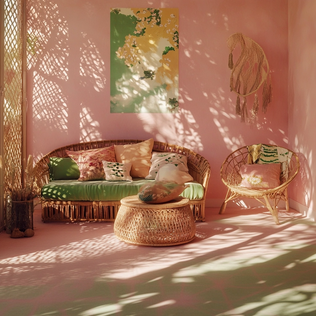 pink green beige bedroom 6