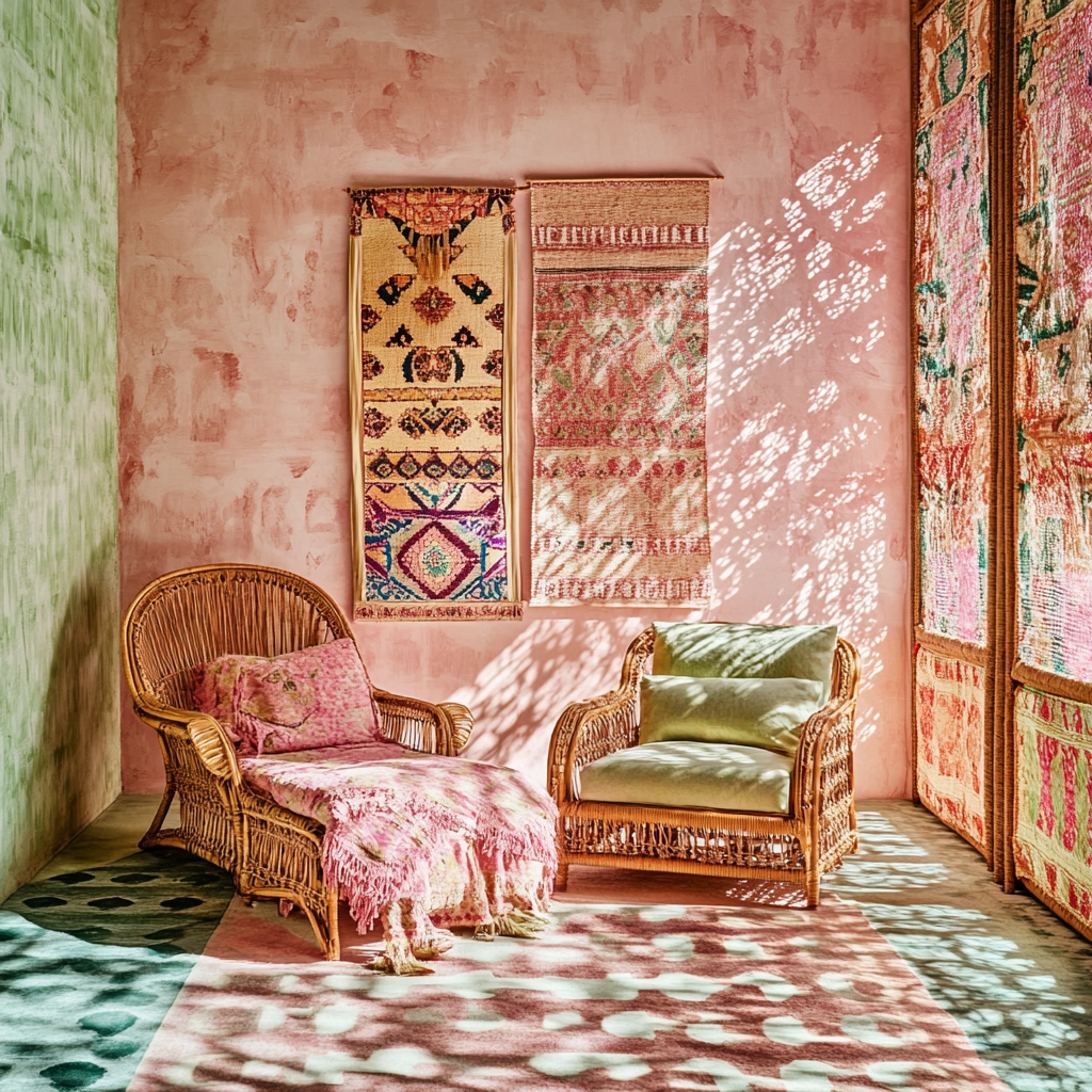 pink green beige bedroom 7
