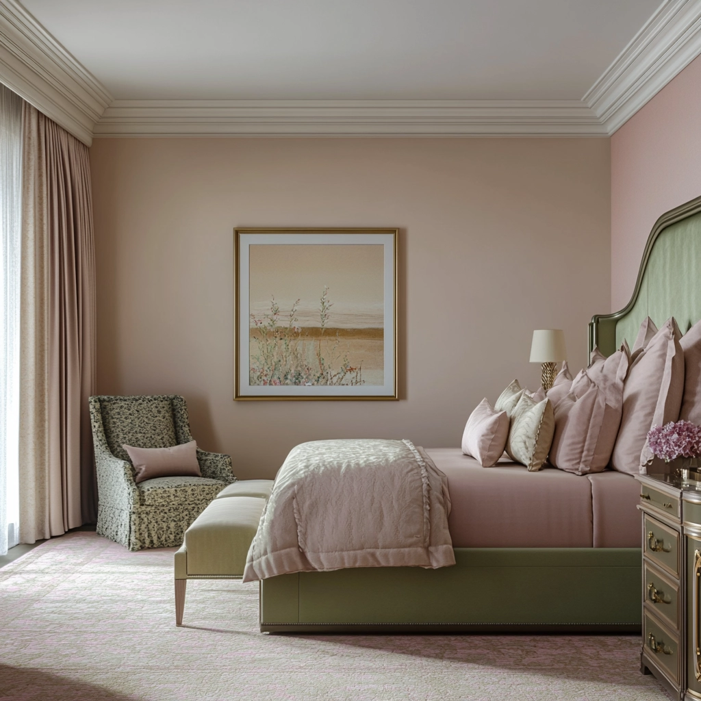 pink green beige bedroom 72