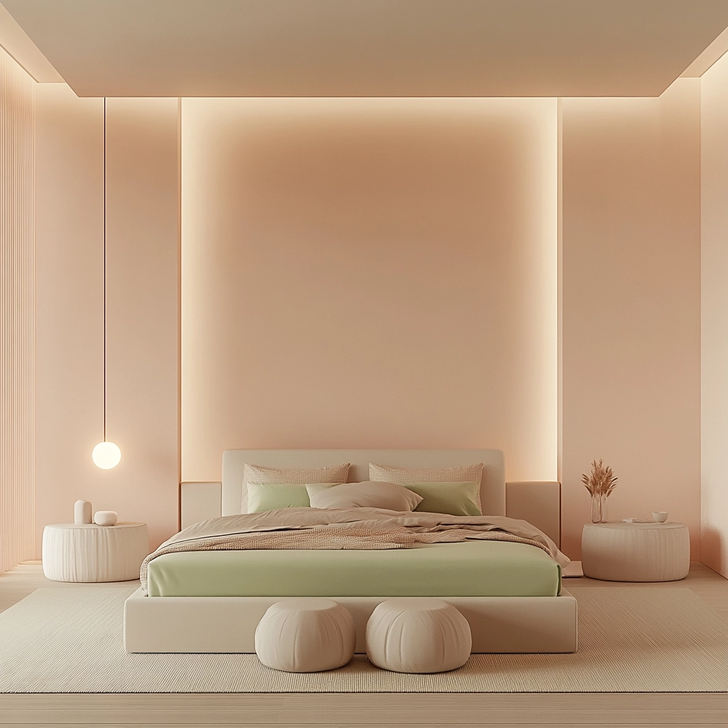 pink green beige bedroom 77