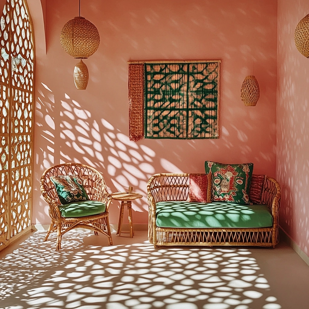 pink green beige bedroom 8