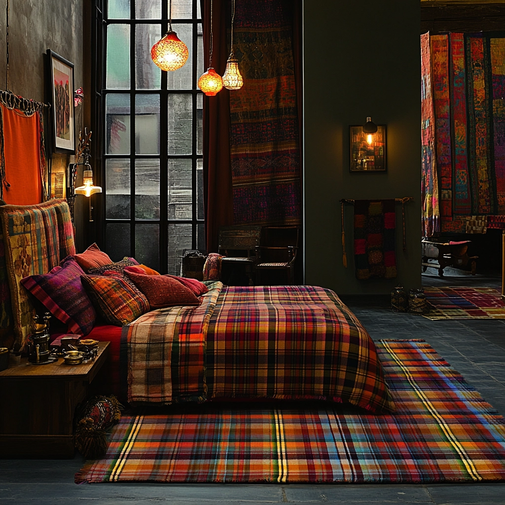 plaid rug bedroom 26