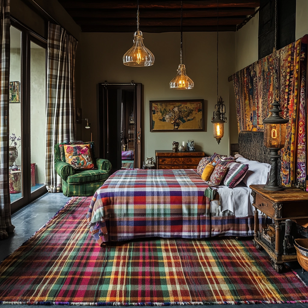 plaid rug bedroom 27