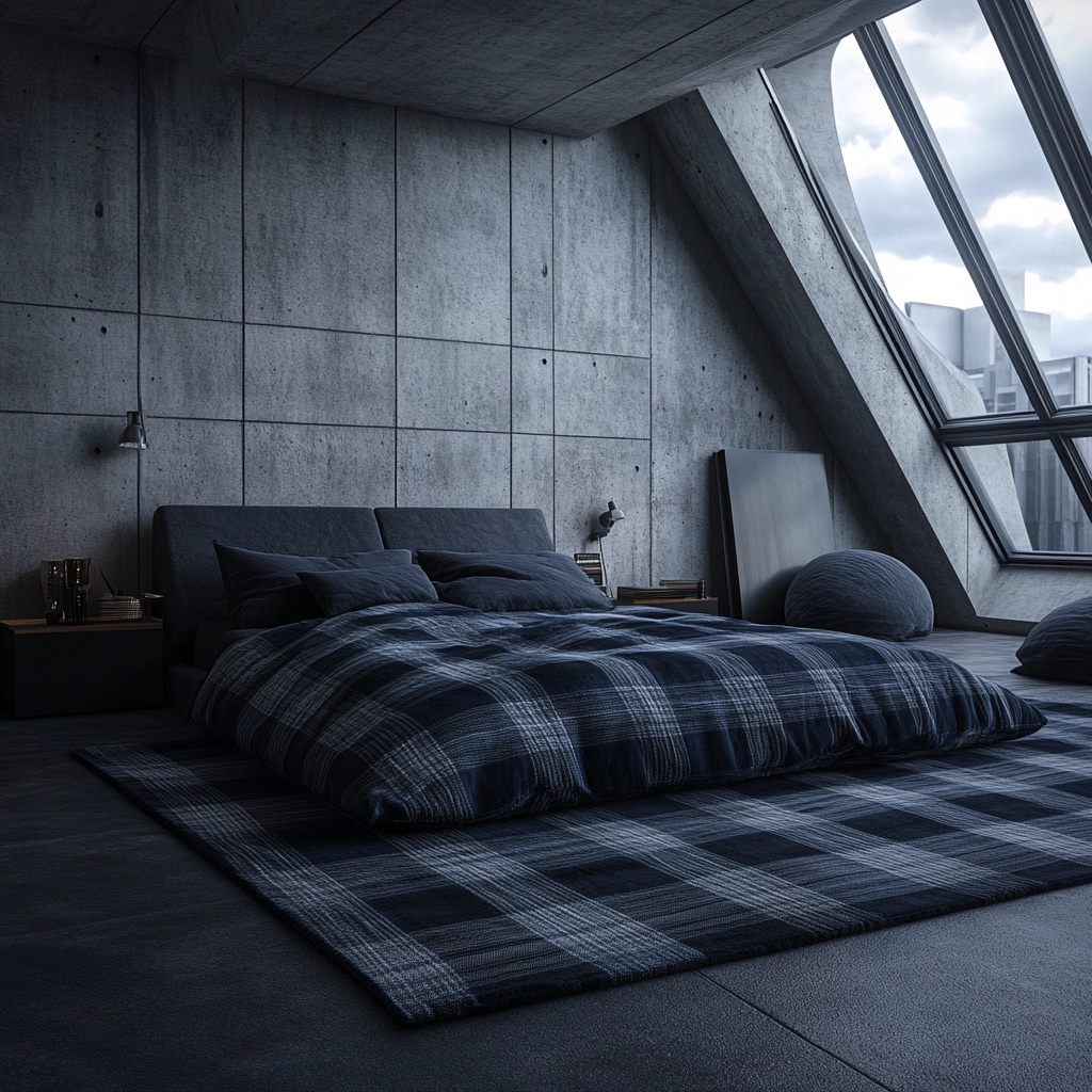 plaid rug bedroom 48