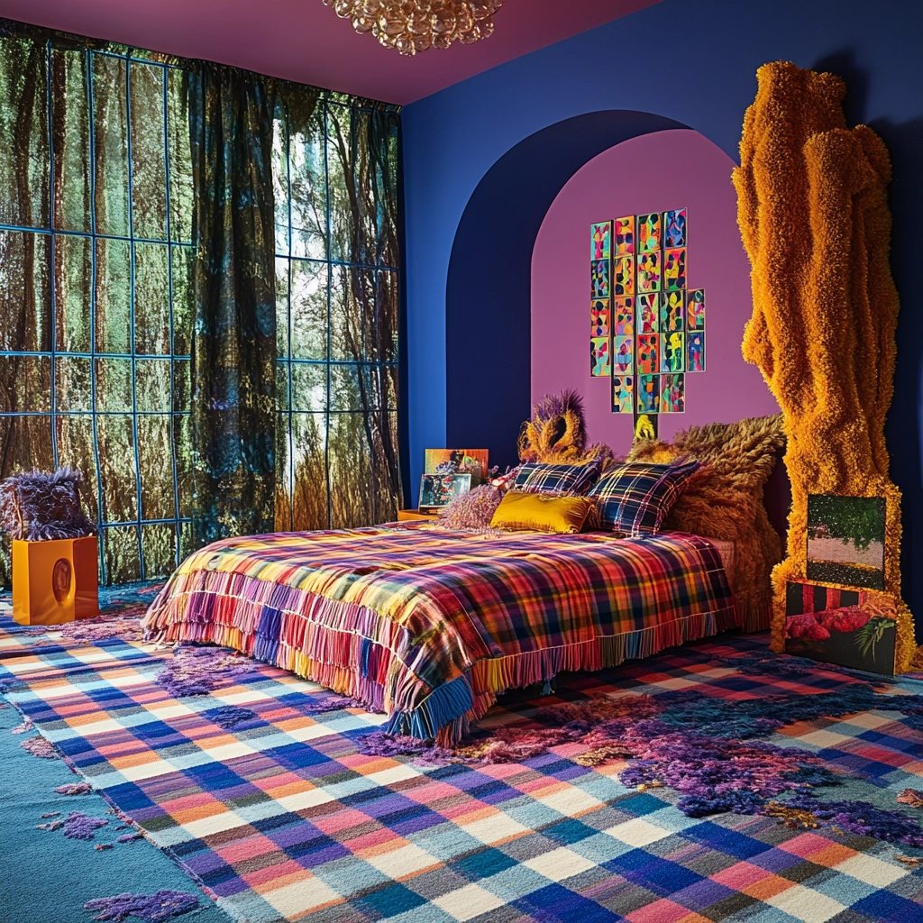 plaid rug bedroom 70