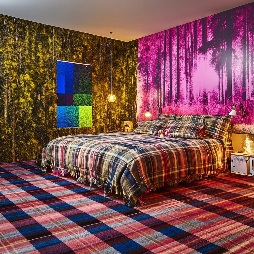 plaid rug bedroom 71
