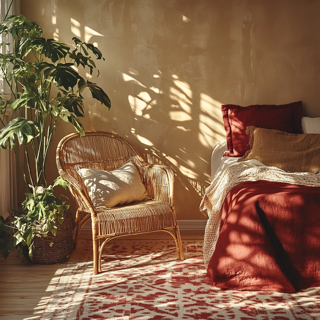 red and beige bedroom ideas 13