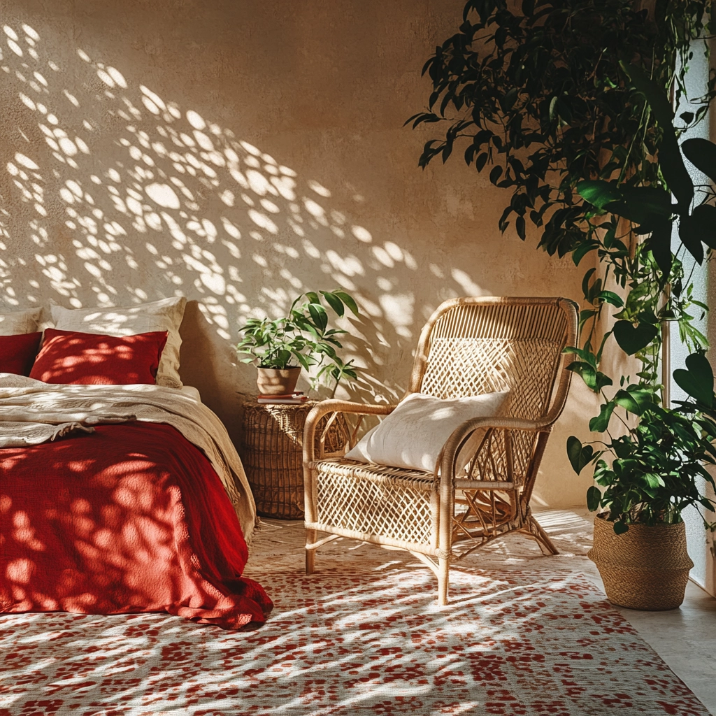 red and beige bedroom ideas 14