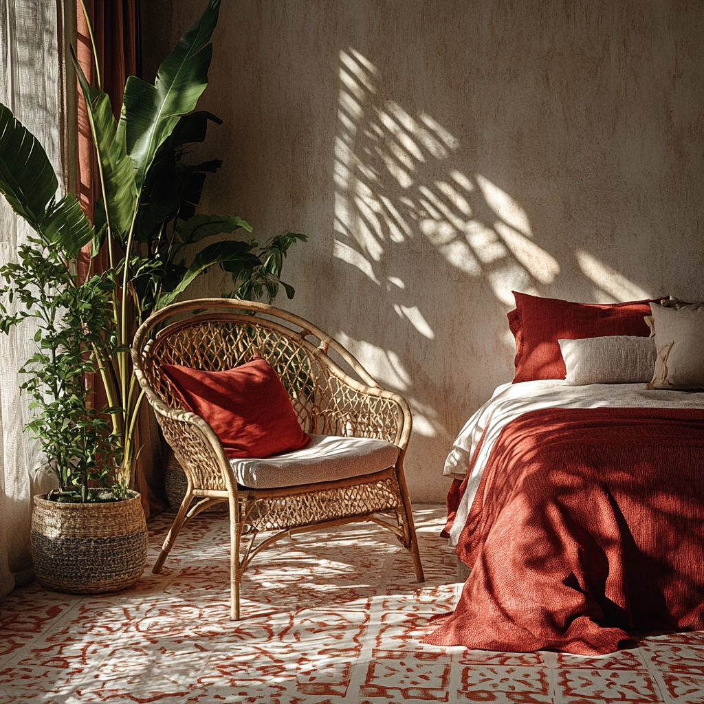 red and beige bedroom ideas 16