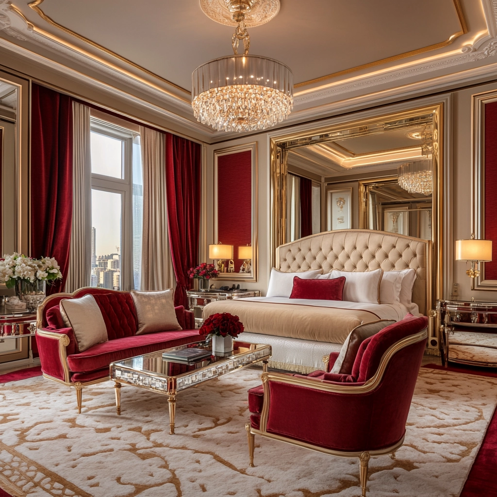 red and beige bedroom ideas 17
