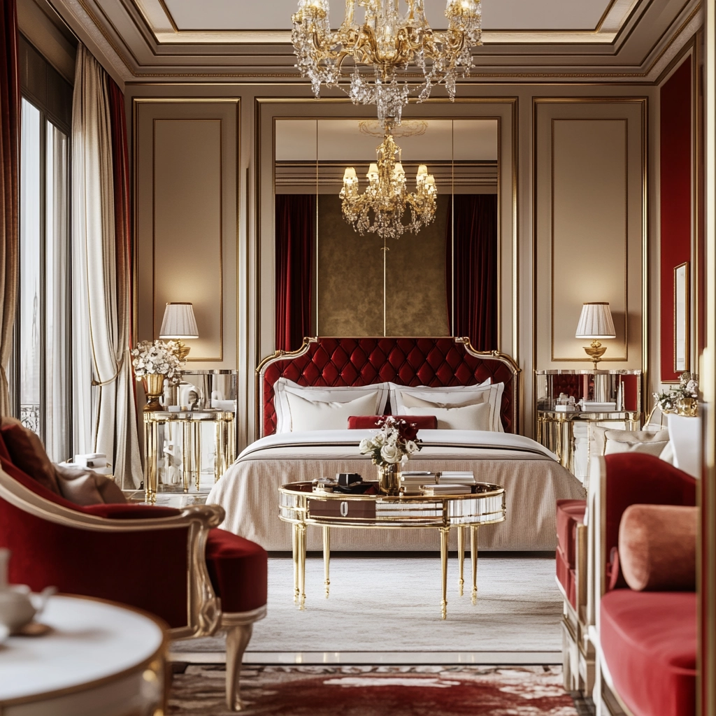 red and beige bedroom ideas 18