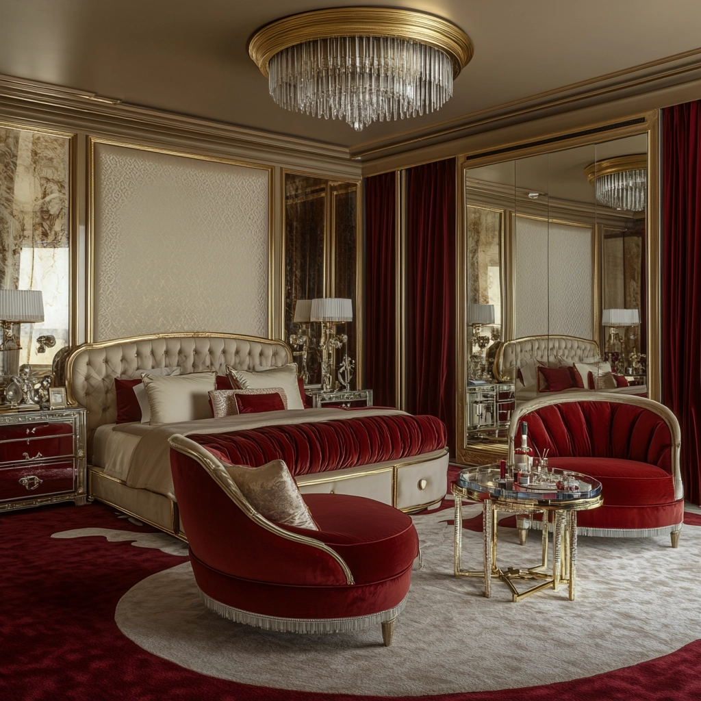red and beige bedroom ideas 19