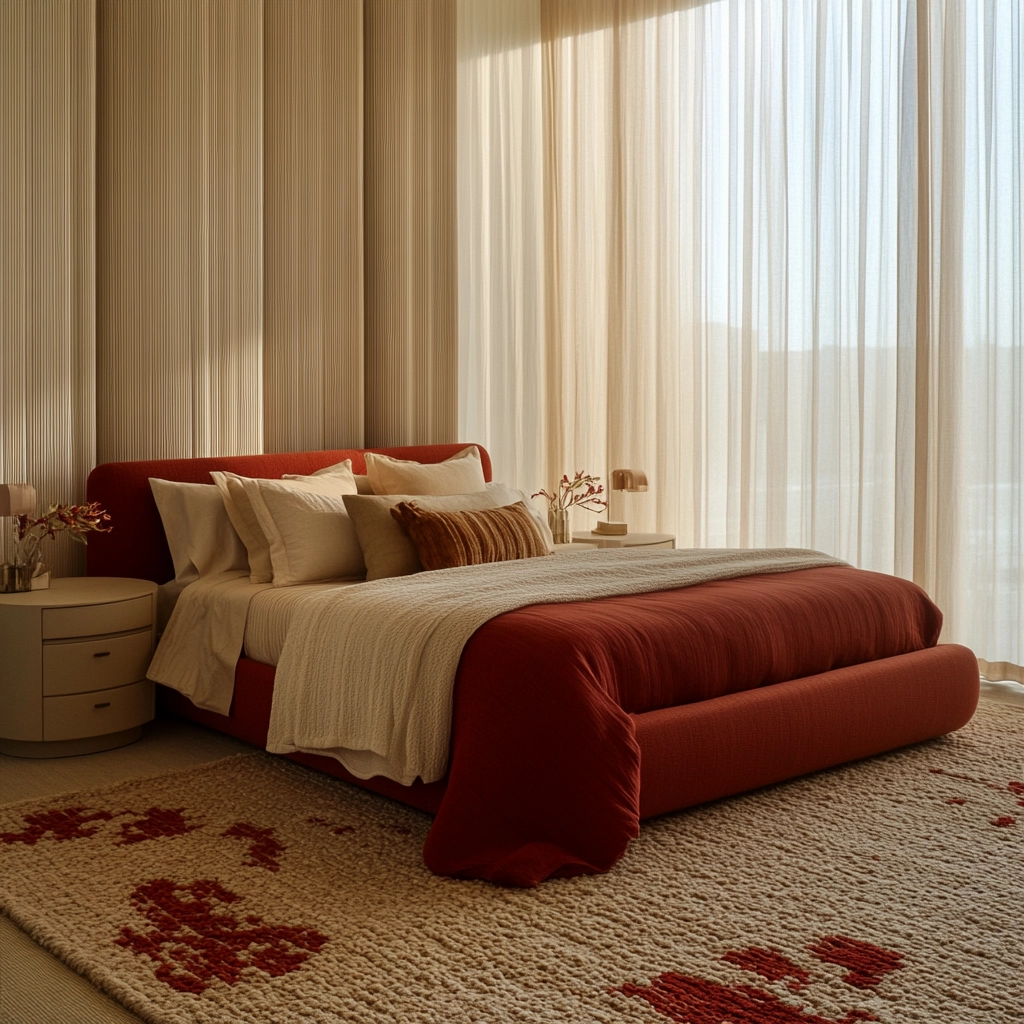red and beige bedroom ideas 2