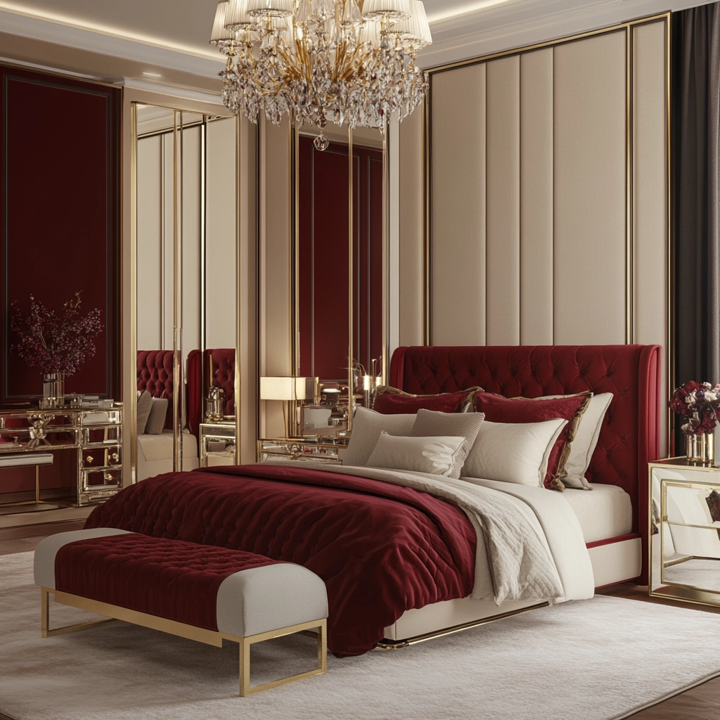 red and beige bedroom ideas 20