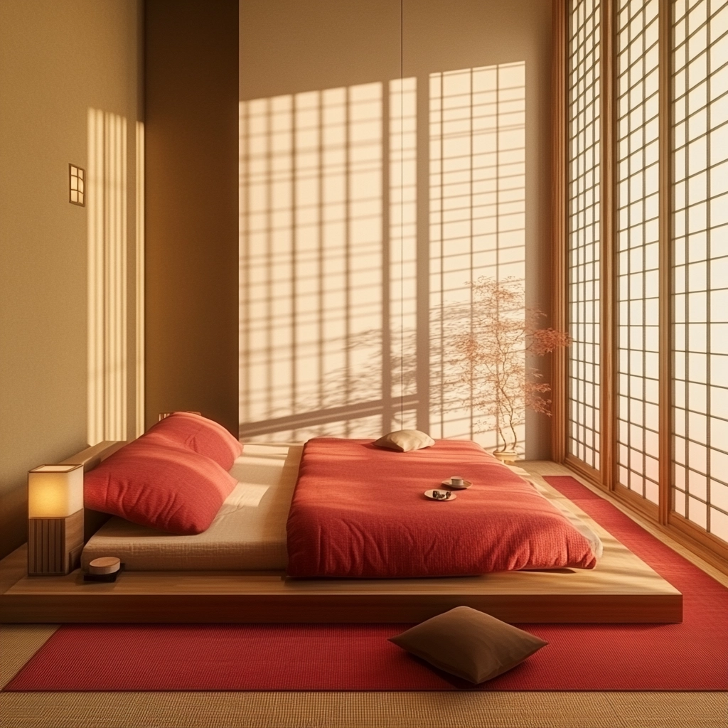 red and beige bedroom ideas 21