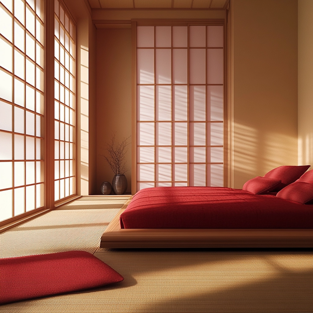 red and beige bedroom ideas 22