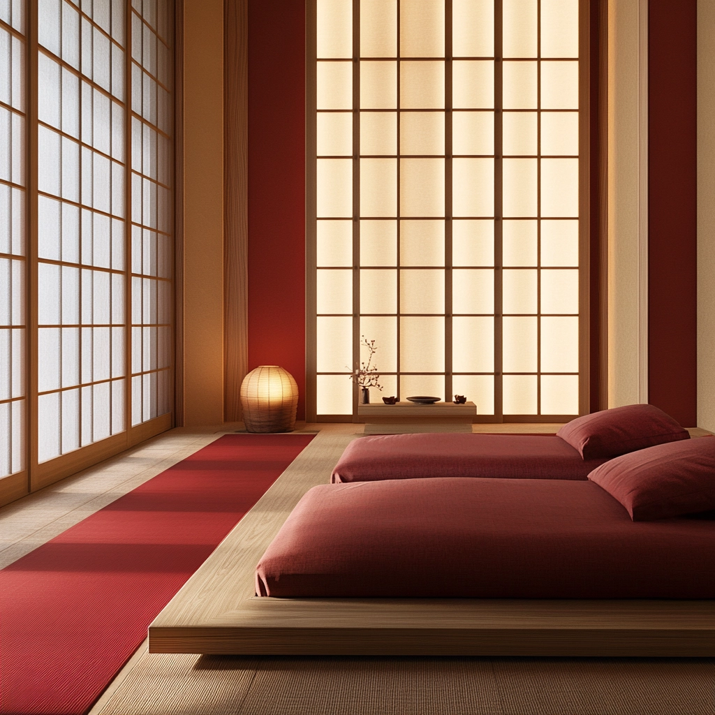 red and beige bedroom ideas 23