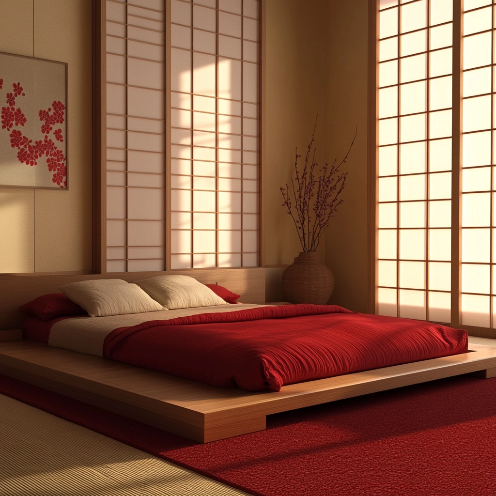 red and beige bedroom ideas 24