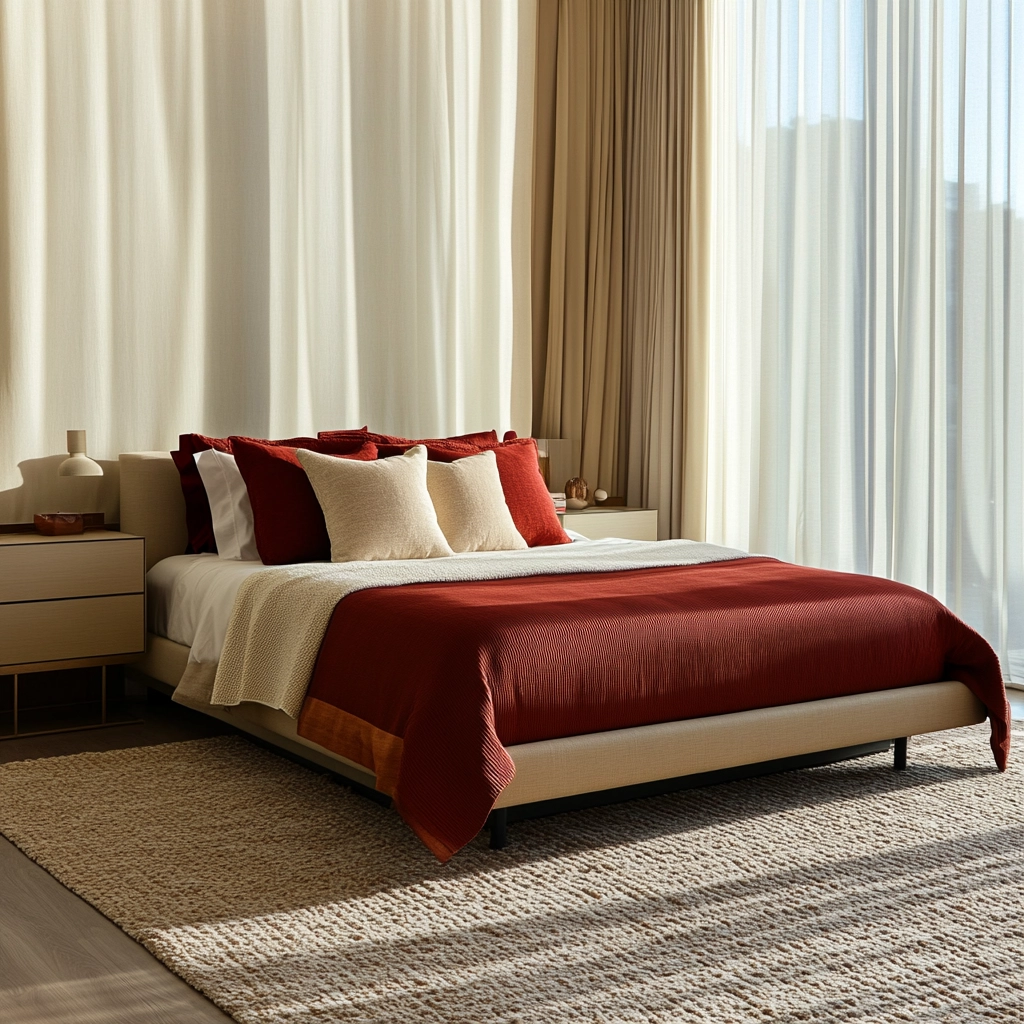 red and beige bedroom ideas 3