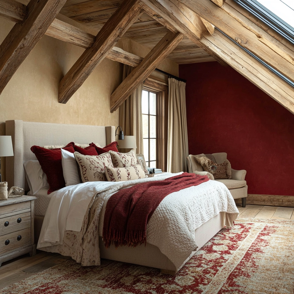 red and beige bedroom ideas 33