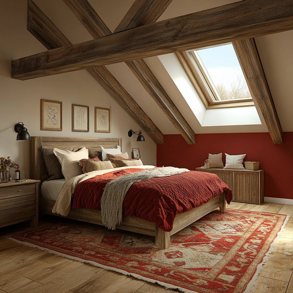 red and beige bedroom ideas 34