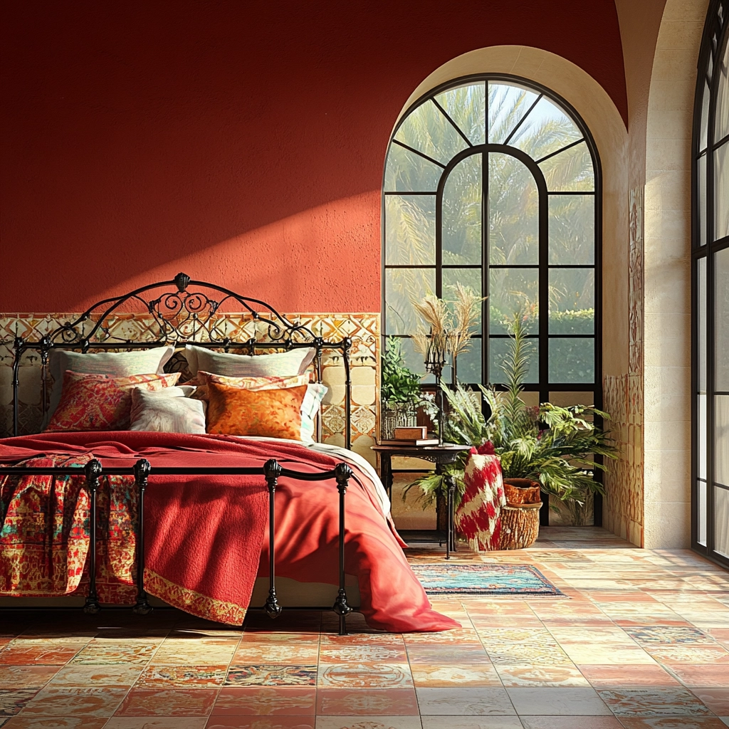 red and beige bedroom ideas 37