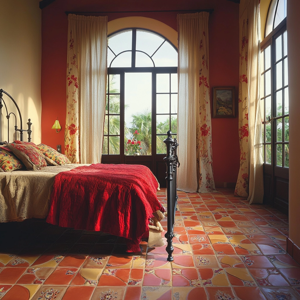 red and beige bedroom ideas 38