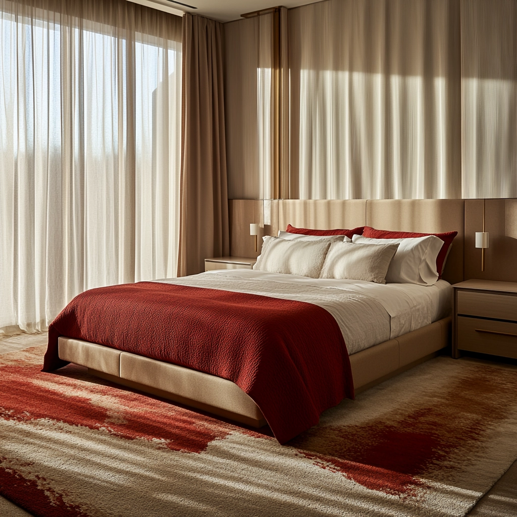red and beige bedroom ideas 4