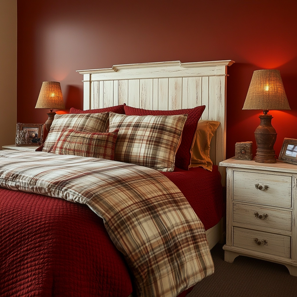 red and beige bedroom ideas 41