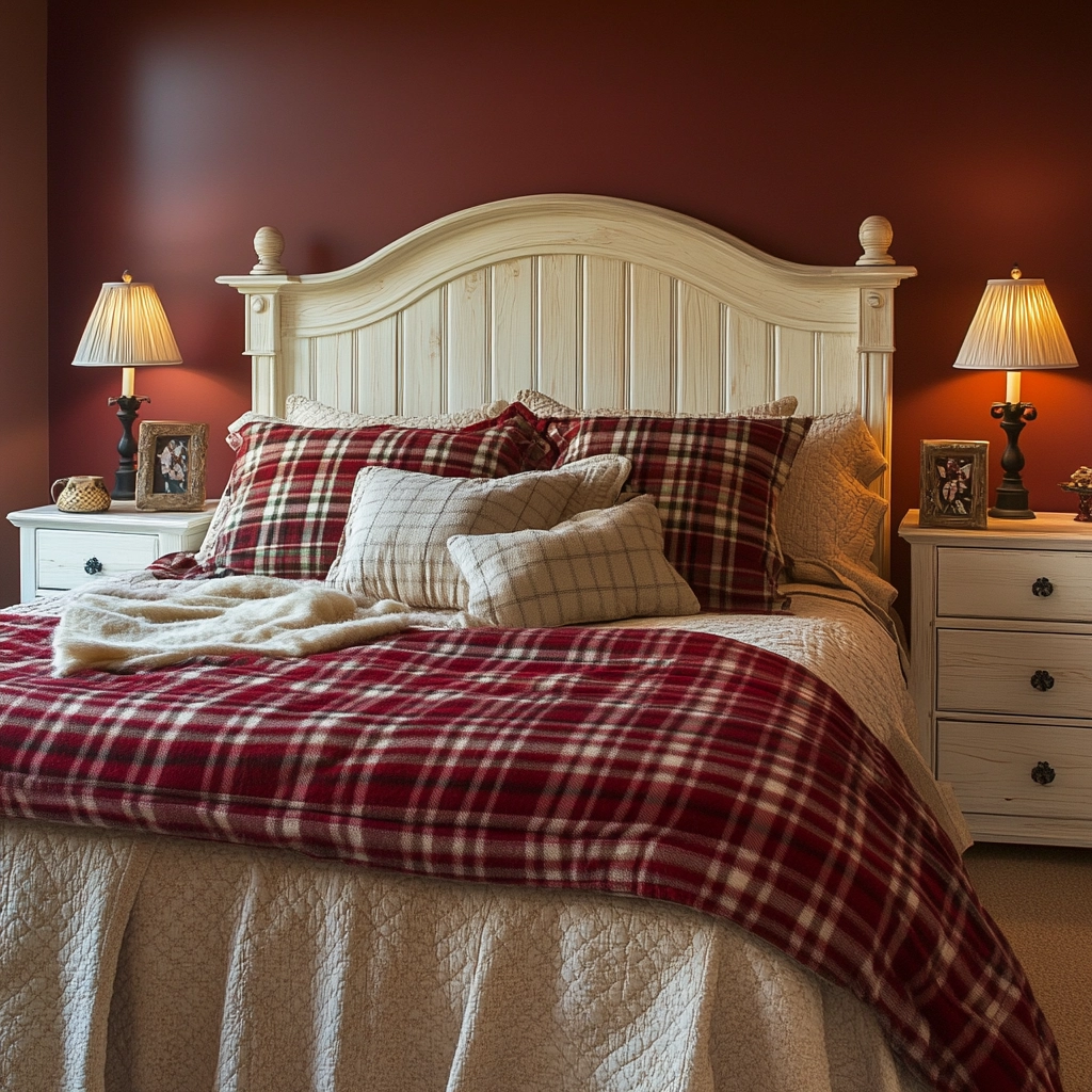 red and beige bedroom ideas 43