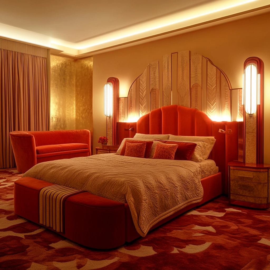 red and beige bedroom ideas 46