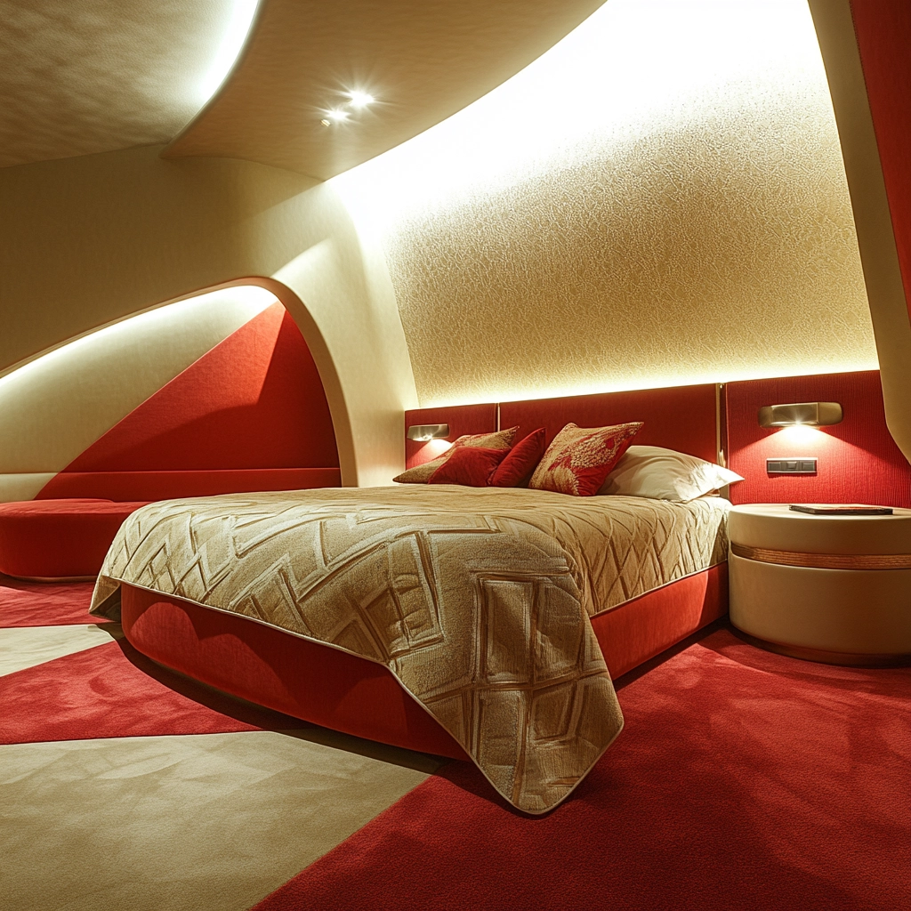 red and beige bedroom ideas 48