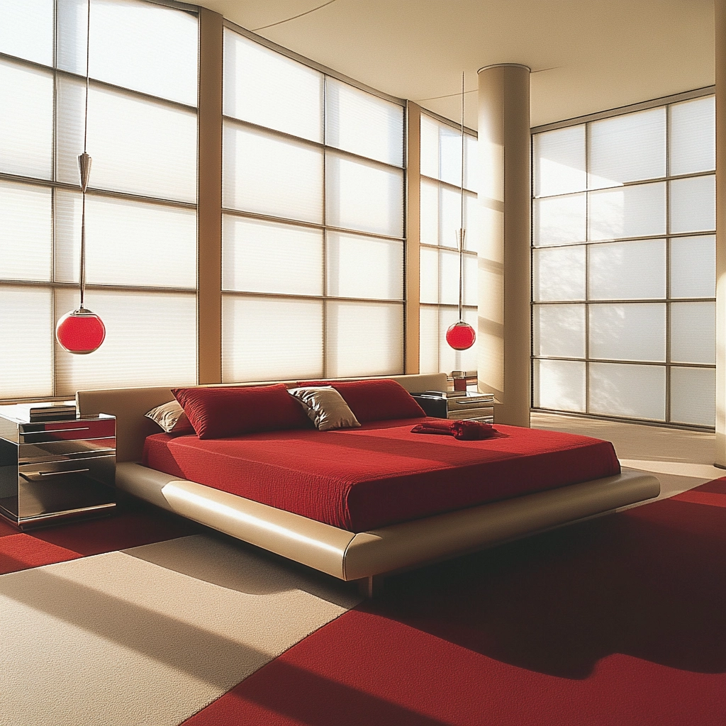 red and beige bedroom ideas 49
