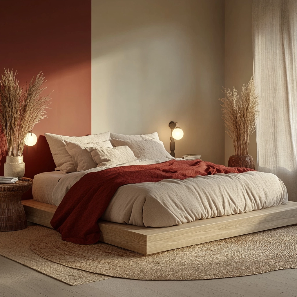 red and beige bedroom ideas 5