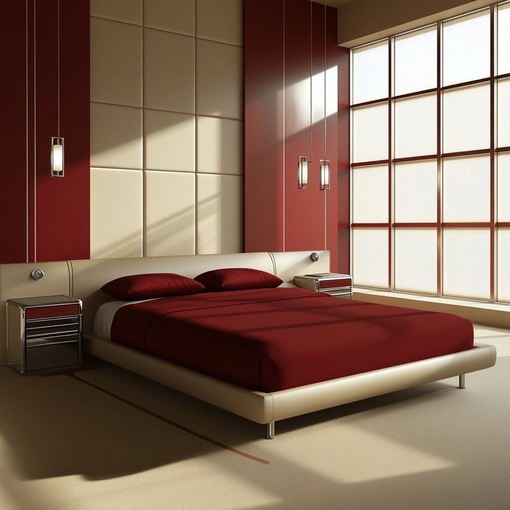 red and beige bedroom ideas 50