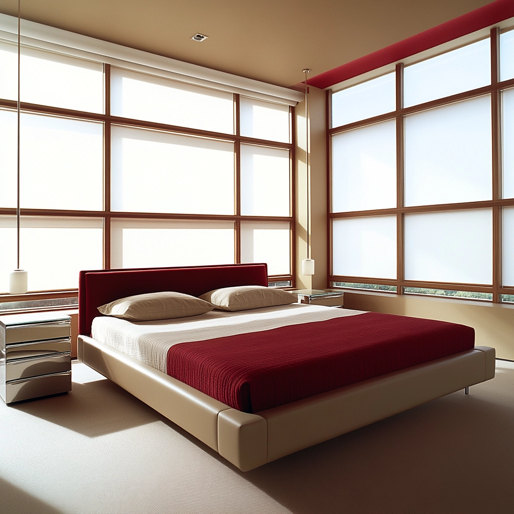 red and beige bedroom ideas 52