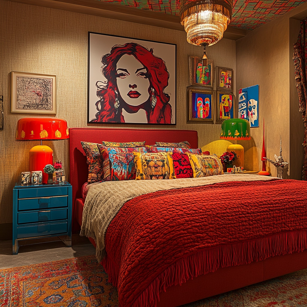 red and beige bedroom ideas 54