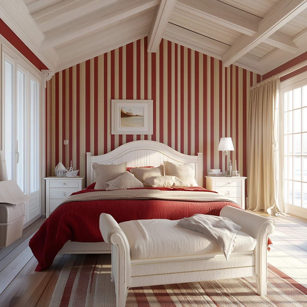 red and beige bedroom ideas 59