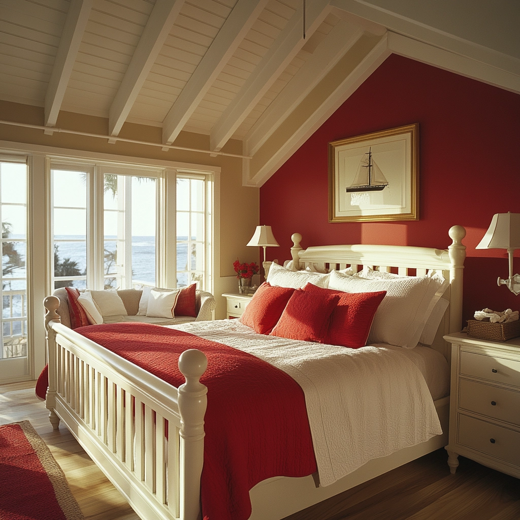 red and beige bedroom ideas 60