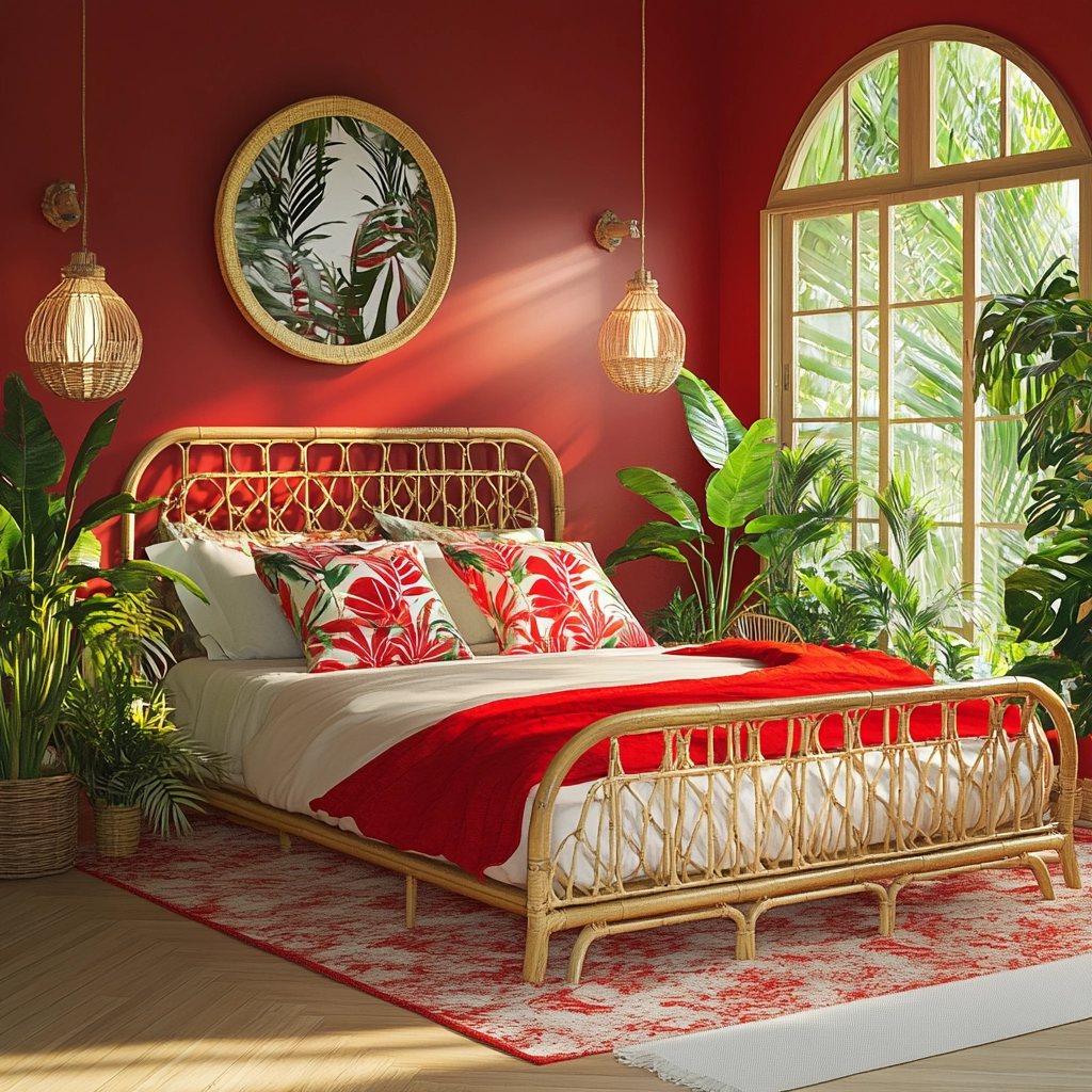 red and beige bedroom ideas 64