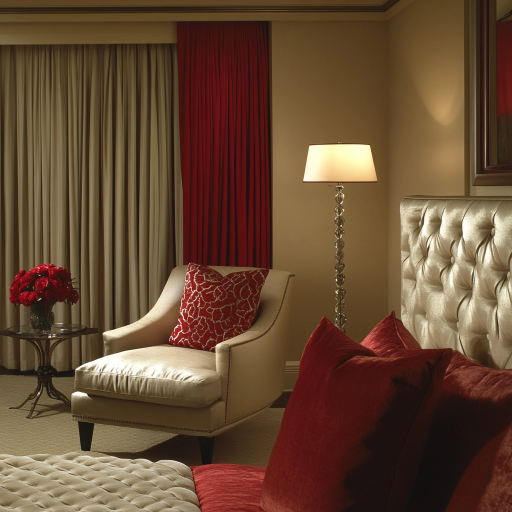red and beige bedroom ideas 66