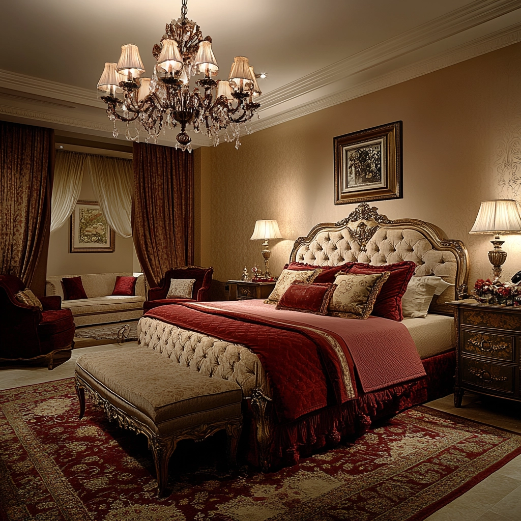 red and beige bedroom ideas 69