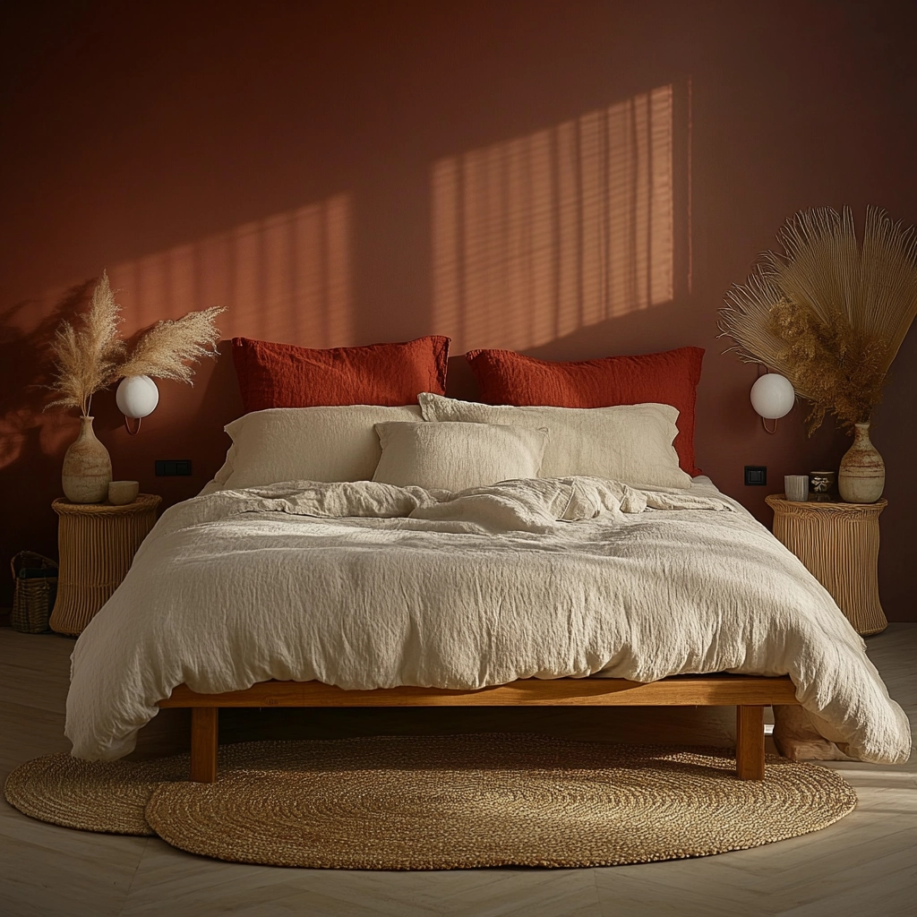 red and beige bedroom ideas 7